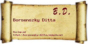 Borsenszky Ditta névjegykártya